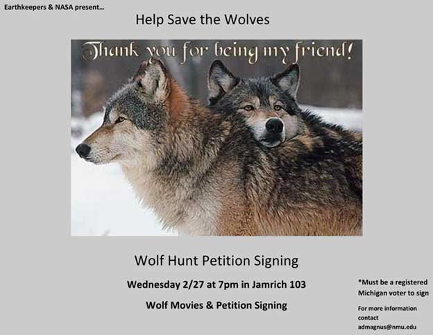 Wolf Hunt Petition Signing Flyer